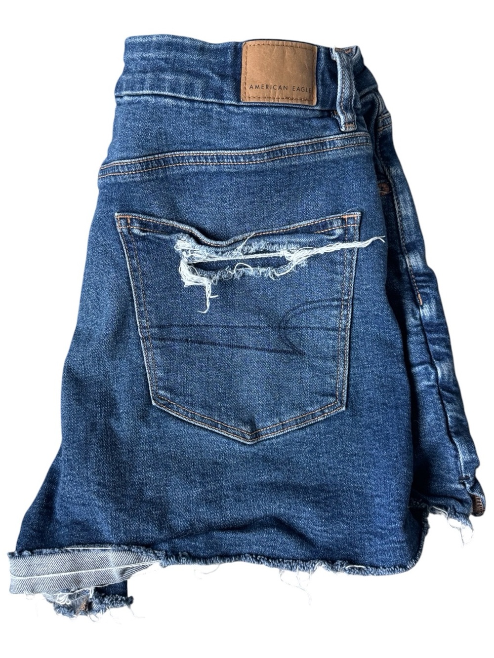 💙American Eagle Women’s Curvy Mom Cut Off Distressed Denim Jean Shorts | 12